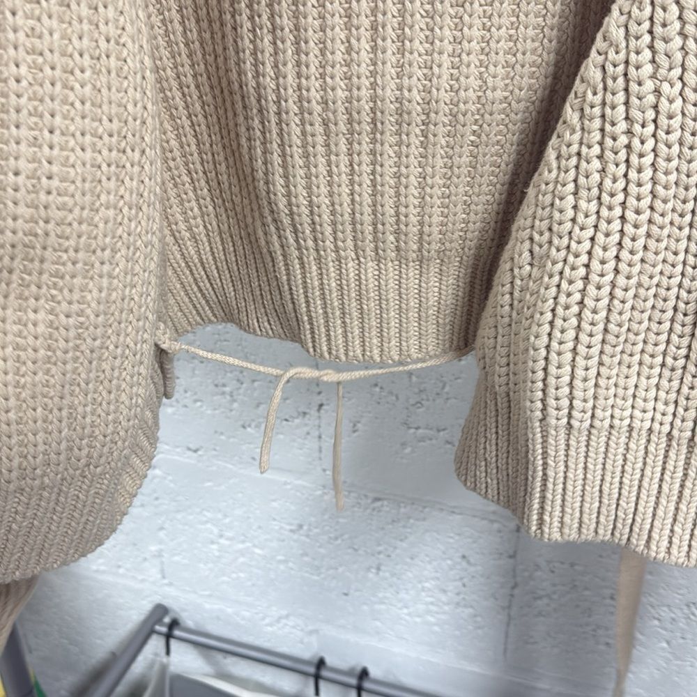 Beige Knit Wrap Sweater - OSCAR - Medium - Open Long Sleeve NEVER Worn - Warm - Picture 3 of 5